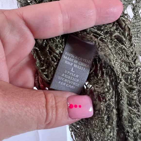 CHARLOTTE RUSSE Green Boho Duster Cardigan Crochet Long Sleeveless Sz Large - Picture 3 of 5